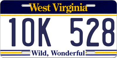 WV license plate 1OK528