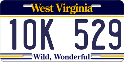 WV license plate 1OK529