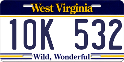 WV license plate 1OK532