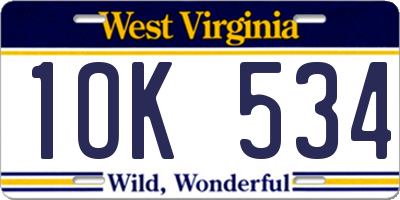 WV license plate 1OK534