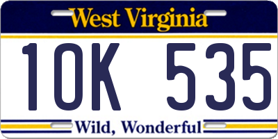 WV license plate 1OK535