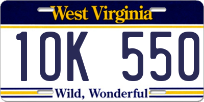 WV license plate 1OK550