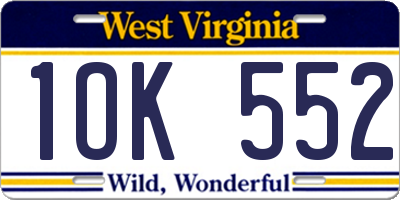 WV license plate 1OK552