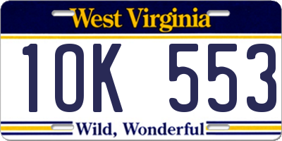 WV license plate 1OK553