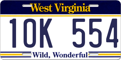 WV license plate 1OK554