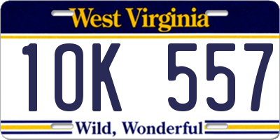 WV license plate 1OK557
