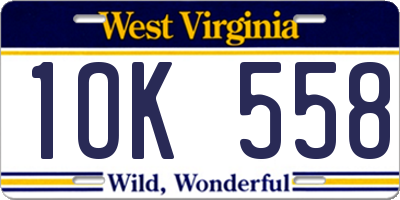 WV license plate 1OK558