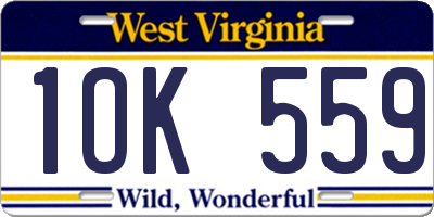 WV license plate 1OK559