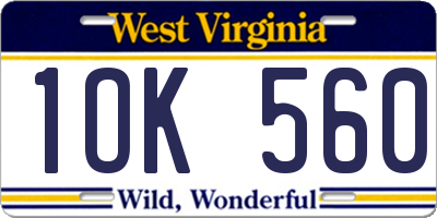 WV license plate 1OK560