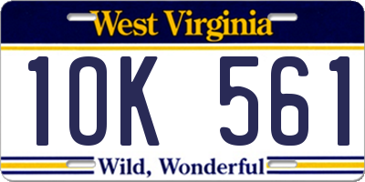 WV license plate 1OK561