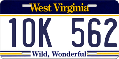 WV license plate 1OK562