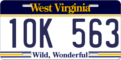 WV license plate 1OK563