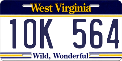 WV license plate 1OK564