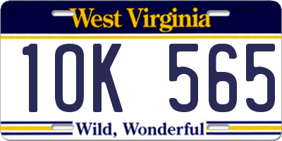 WV license plate 1OK565