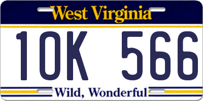 WV license plate 1OK566