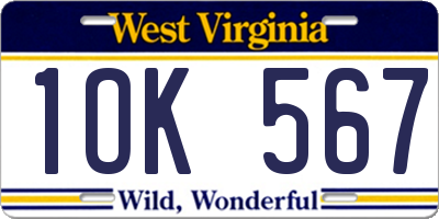 WV license plate 1OK567