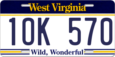 WV license plate 1OK570