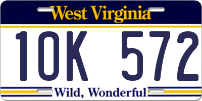 WV license plate 1OK572