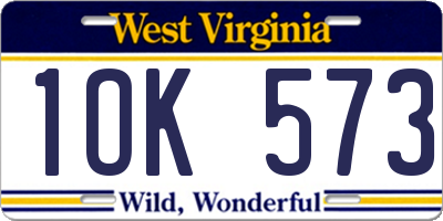 WV license plate 1OK573