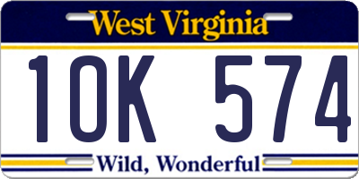 WV license plate 1OK574