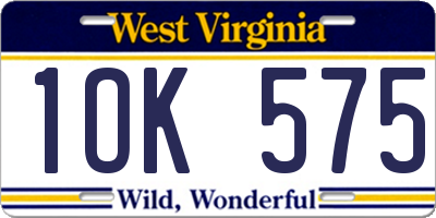 WV license plate 1OK575