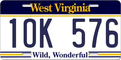 WV license plate 1OK576