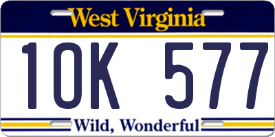 WV license plate 1OK577