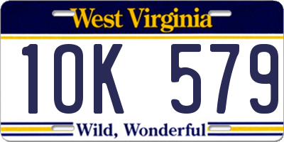 WV license plate 1OK579