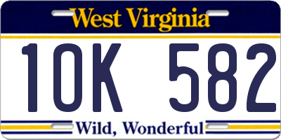 WV license plate 1OK582