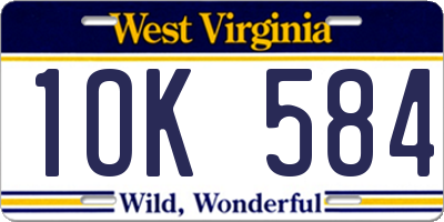 WV license plate 1OK584
