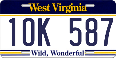 WV license plate 1OK587