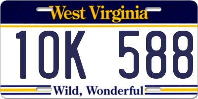 WV license plate 1OK588