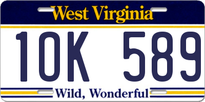 WV license plate 1OK589
