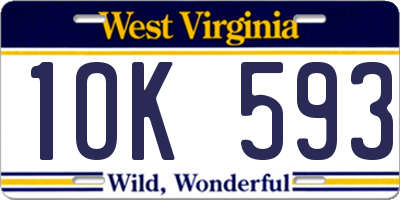 WV license plate 1OK593