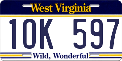 WV license plate 1OK597