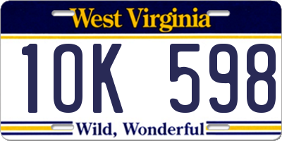 WV license plate 1OK598