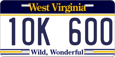 WV license plate 1OK600
