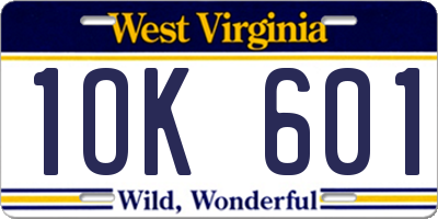 WV license plate 1OK601