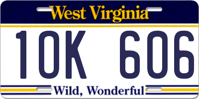 WV license plate 1OK606