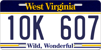WV license plate 1OK607