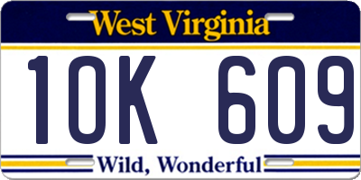 WV license plate 1OK609