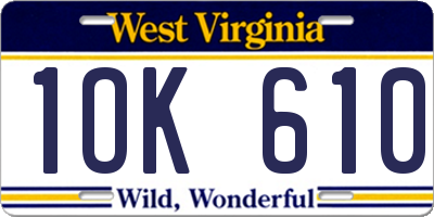 WV license plate 1OK610
