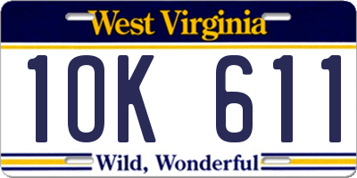 WV license plate 1OK611