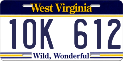 WV license plate 1OK612