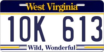 WV license plate 1OK613