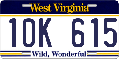 WV license plate 1OK615