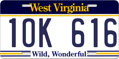 WV license plate 1OK616
