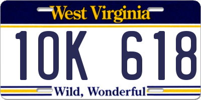 WV license plate 1OK618