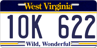 WV license plate 1OK622