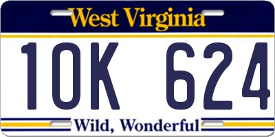 WV license plate 1OK624